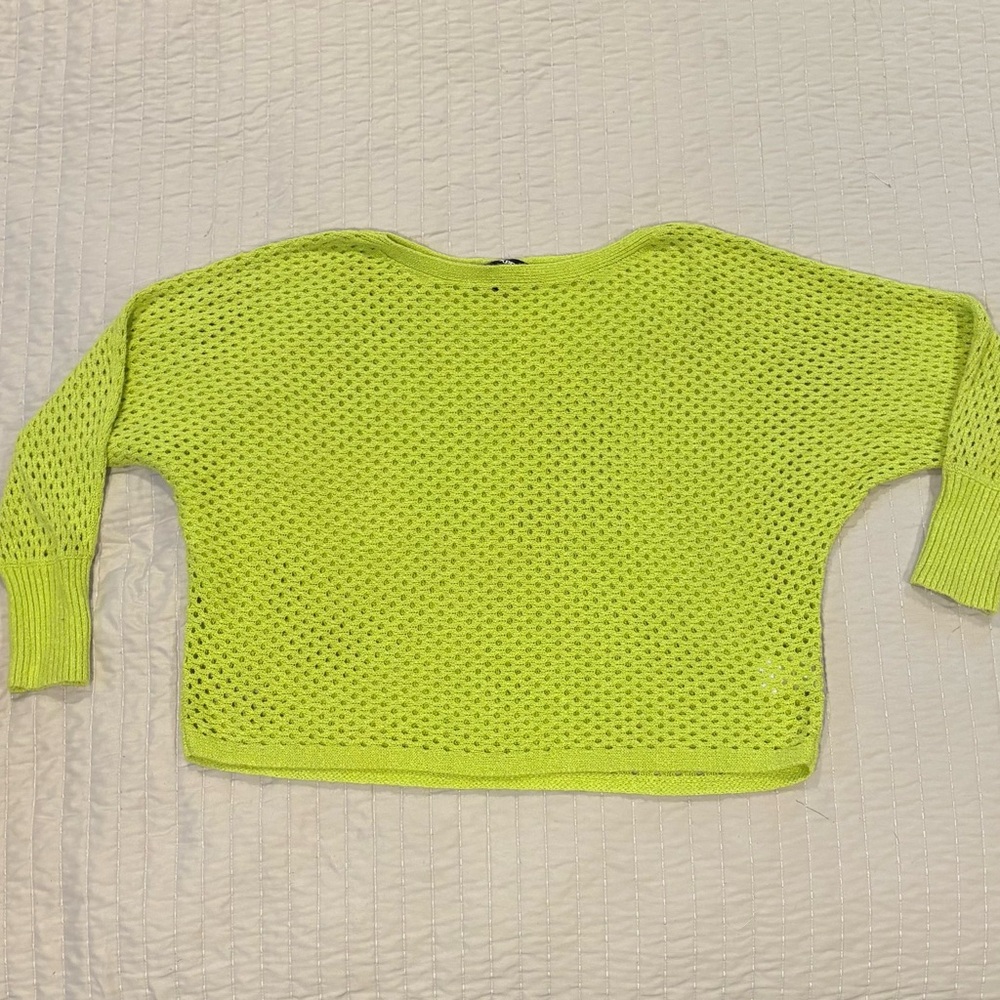 Express Y2K Lime Green crocheted Women's Sweater